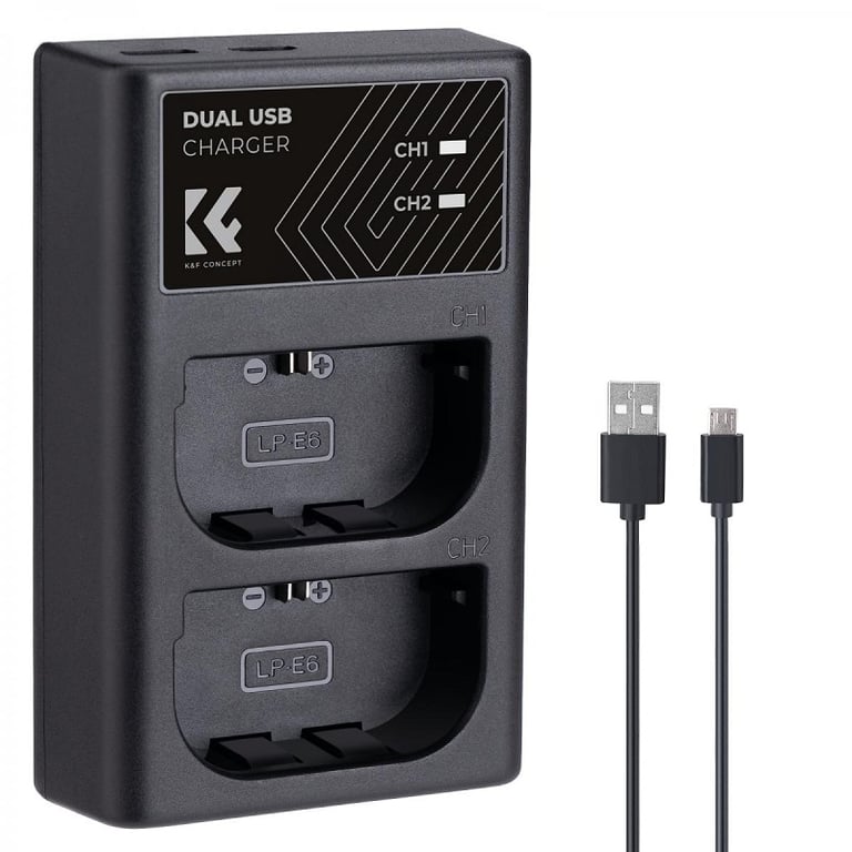 Sạc pin 2 khe K&F Concept LP-E6 KF28.0007 cho R5, R6, R6II, R7